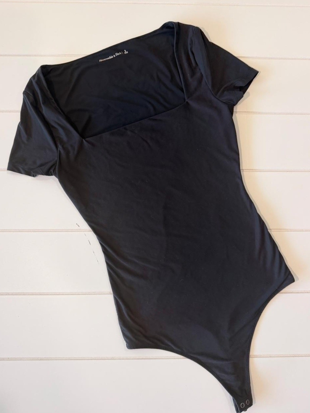 Abercrombie & Fitch Black Square-Neck Short Sleeve Bodysuit